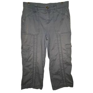 Vintage Y2K Macys Cropped Wide Leg Cargo Pants Blue/Grey Size 6